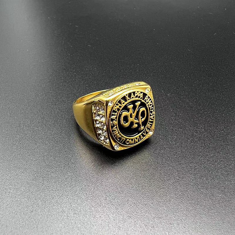 Mens Ring Stainless Steel Gold Plated Rhinestone AKP Planderful Everyday Genie Size 7 to 13