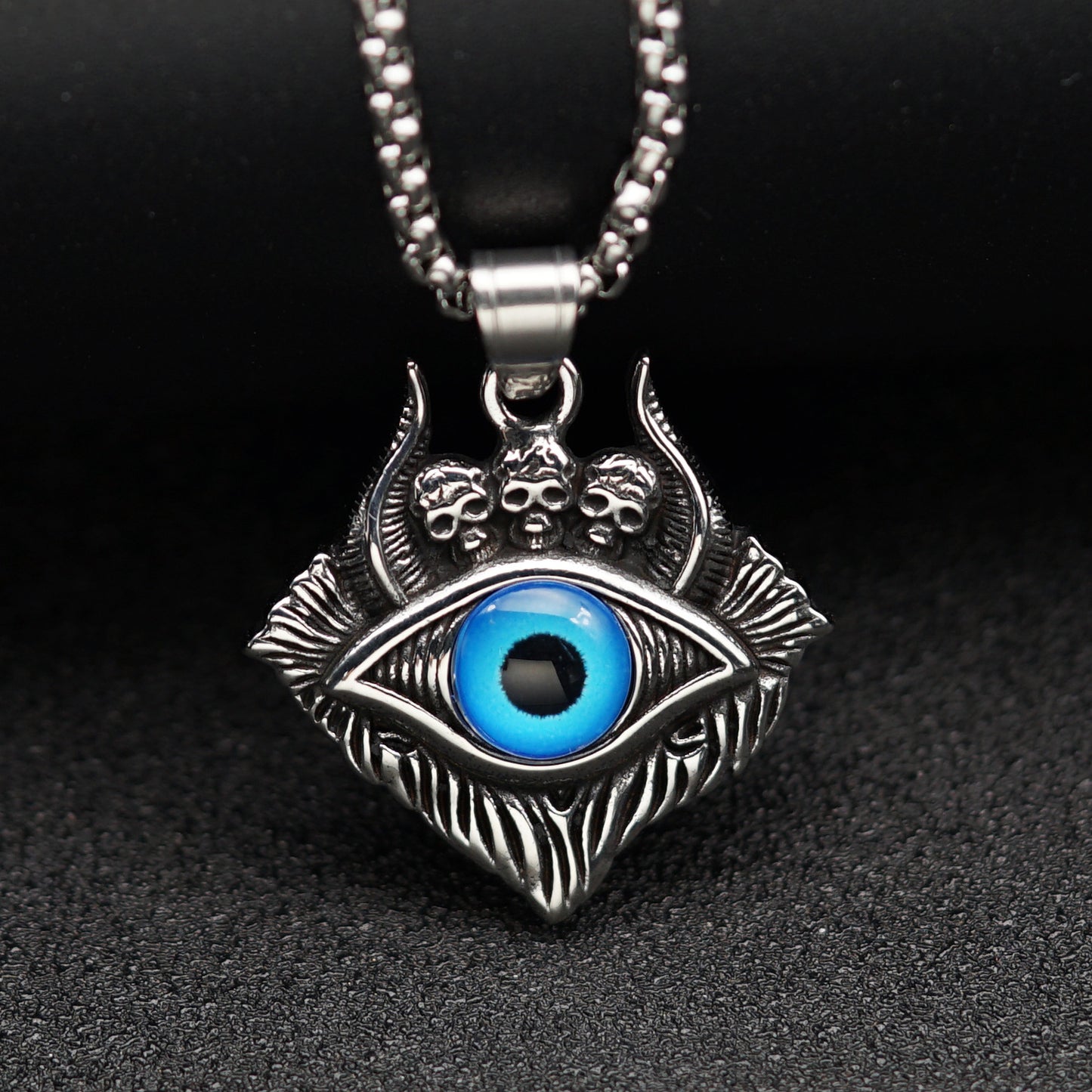 Steel Necklace – Statement Punk Skull Pendant for Bold Everyday Goth Style by Planderful