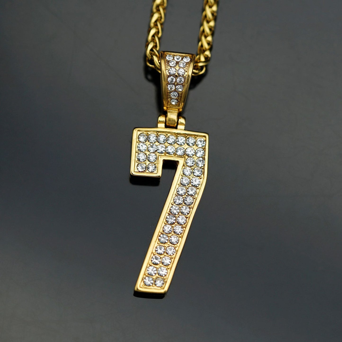 Planderful Hip Hop Pendant Necklace Unisex Bold Statement Gold Plated Zircon Stainless Steel