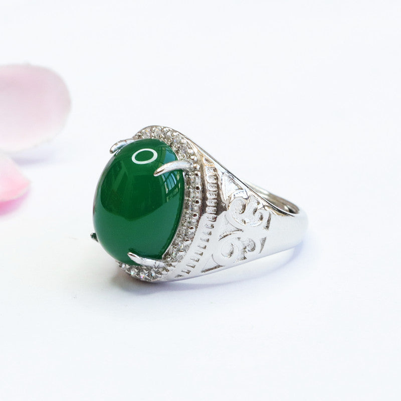 Green Chalcedony Sterling Silver Ring - Fortune's Favor Collection