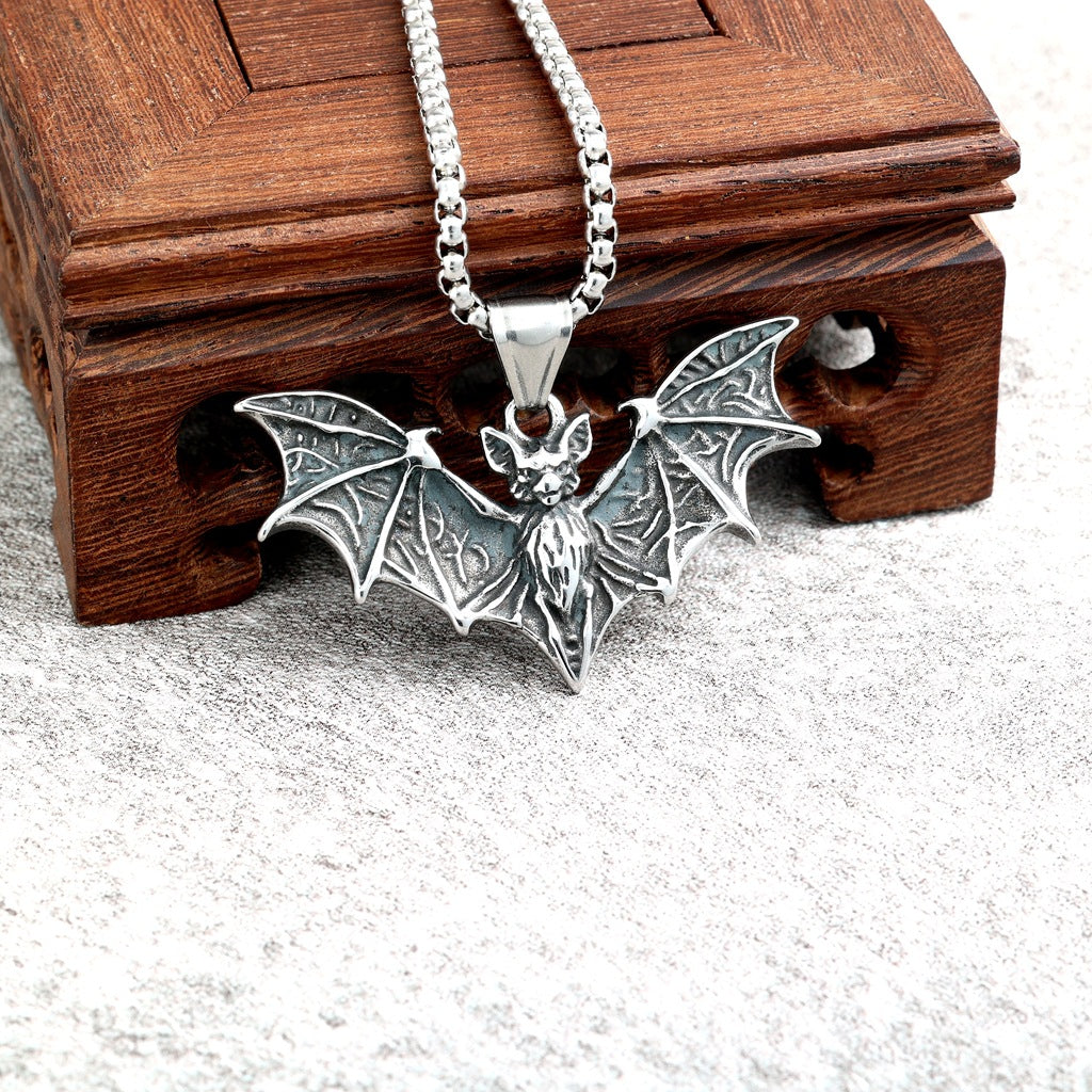 Gothic Bat Stainless Steel Pendant Necklace