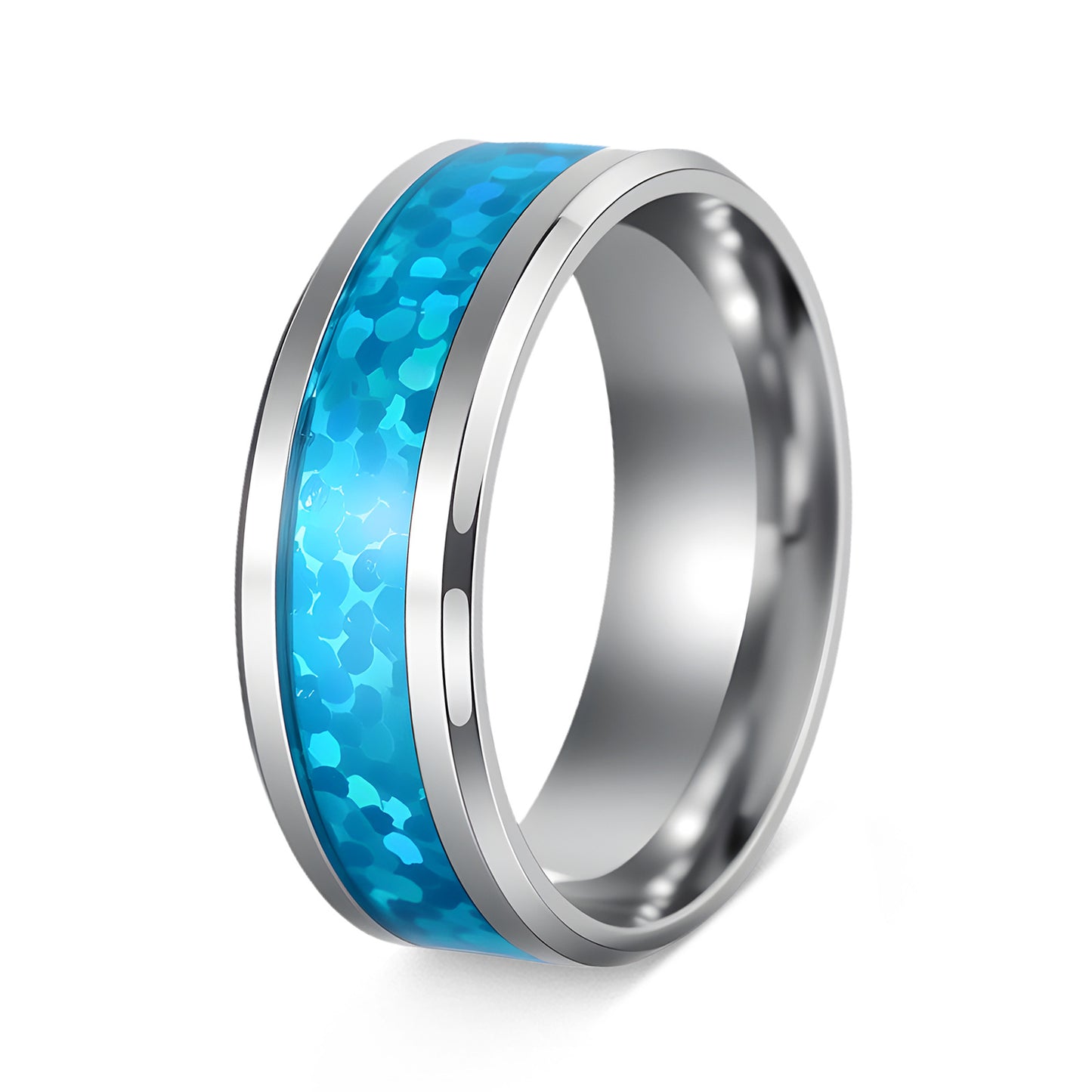 Planderful Opal Ring For Couples Unisex Stainless Steel Durable Jewelry With European Red And Blue Opal