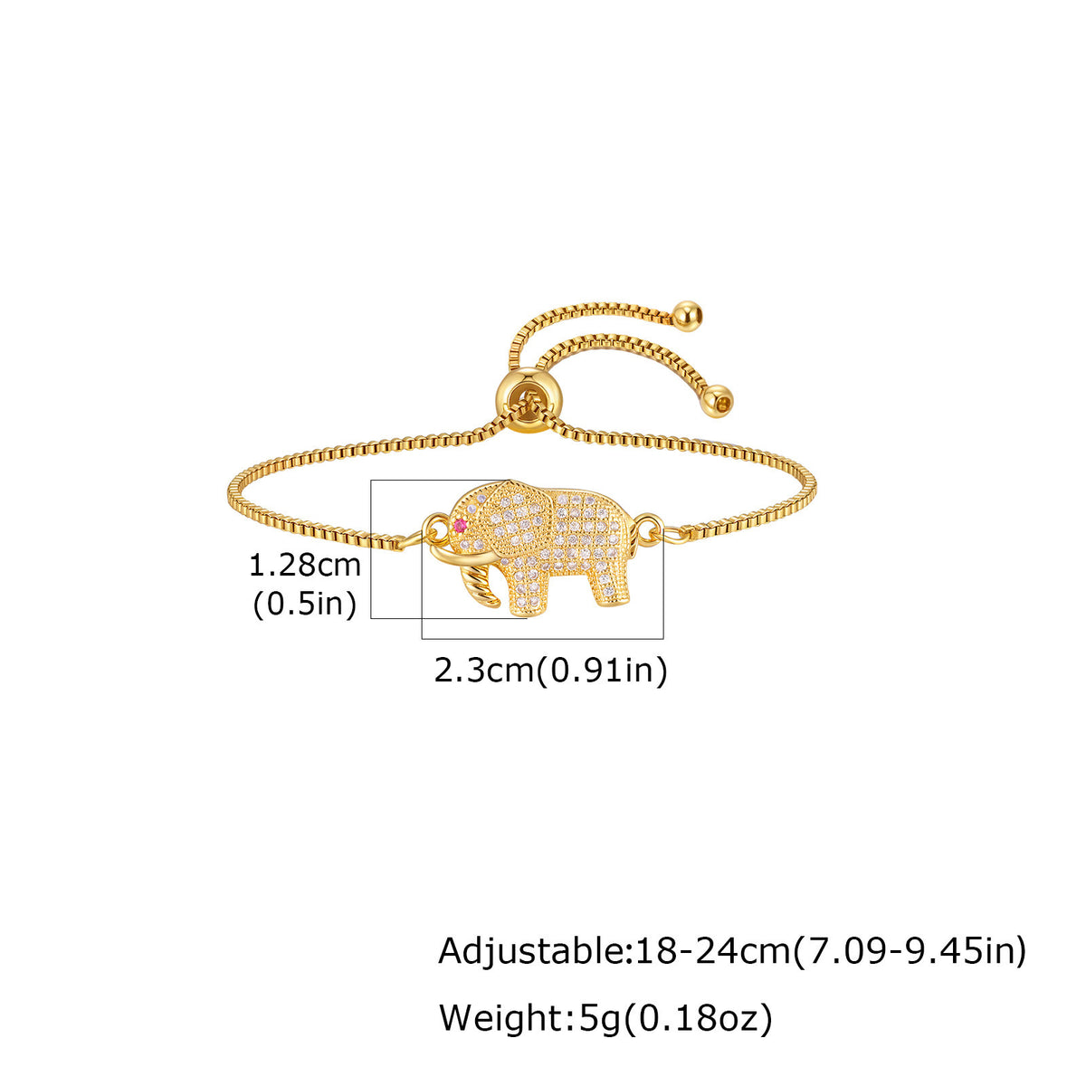 Zircon Adjustable Copper Bracelet