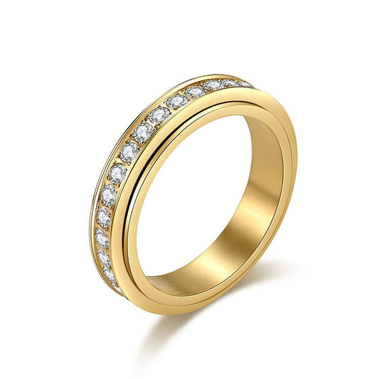 Planderful Rotating Zircon Ring For Women 6mm Stainless Steel Everyday Genie Collection