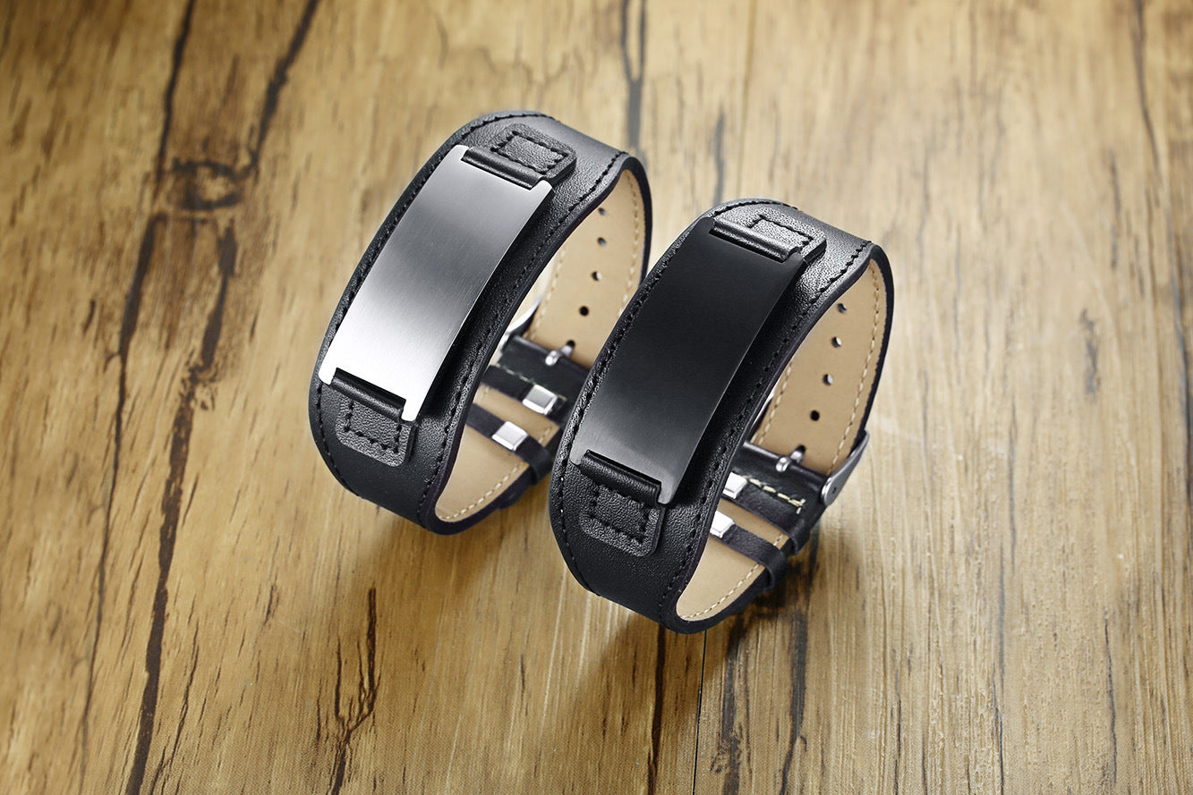 Titanium Steel Jewelry Adjustable Men's Leather Bracelet