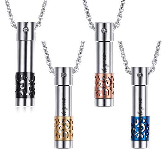 Manufacturer Spot Wholesale Stainless Steel Cylinder Perfume Pendant for Men