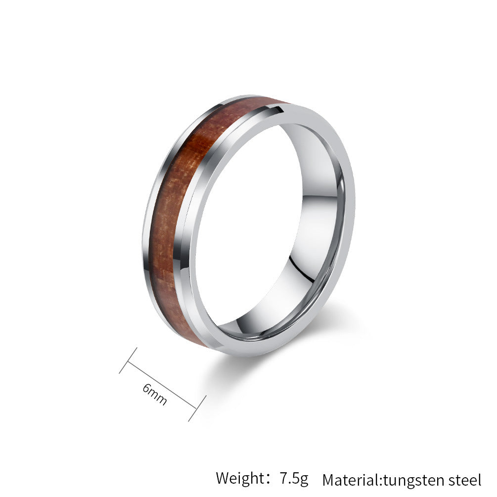 Planderful Everyday Genie Durable Tungsten Wood Grain Ring Unisex Luxury Jewelry For Men Women