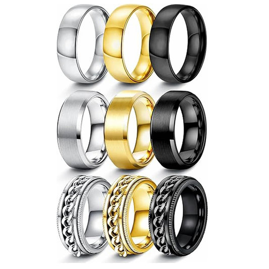 Planderful Everyday Genie Stainless Steel Ring Set For Men And Women Fade Resistant Durable Jewelry