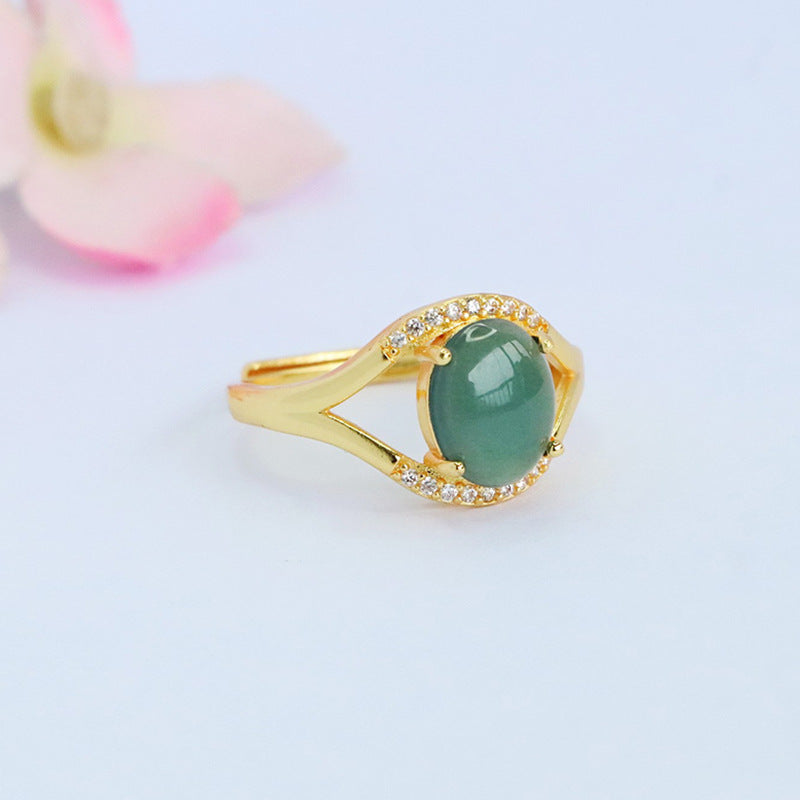 Blue-Water Jadeite Angel Eye Ring
