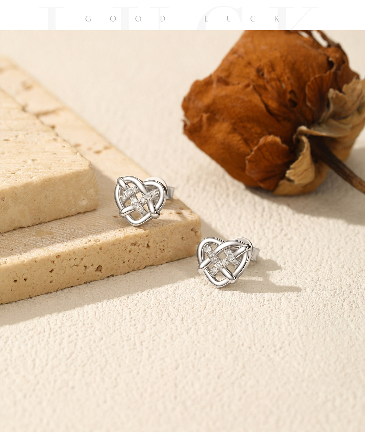 925 Sterling Silver Openwork Heart Moissanite Studs