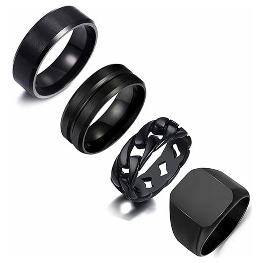 Mens Black Matte Titanium Ring Set By Planderful Everyday Genie Unisex Personalized