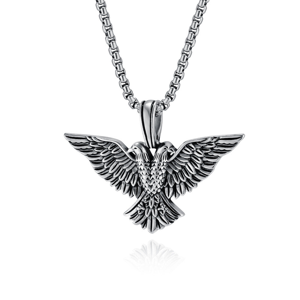 Cross-Border European American Retro Double-Headed Eagle Necklace