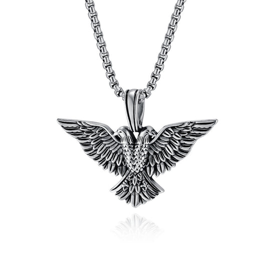 Cross-Border European American Retro Double-Headed Eagle Necklace
