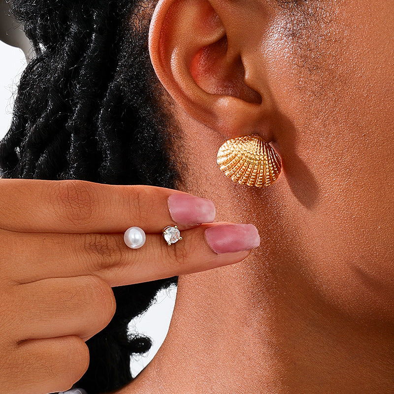 Planderful Vienna Verve Earrings – Ocean-Inspired Metal and Zircon Design