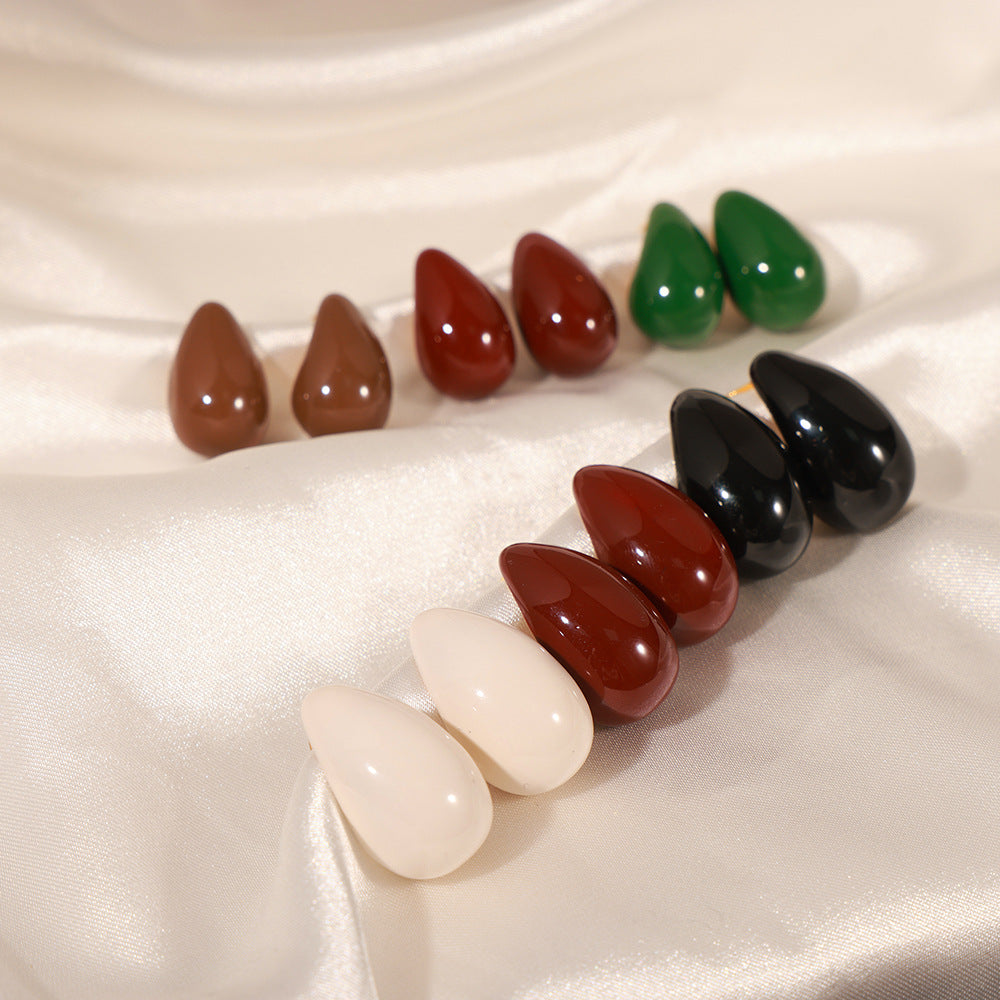 Copper Enamel Water Drop Hollow Earrings - Unique Fashion Jewelry for Women