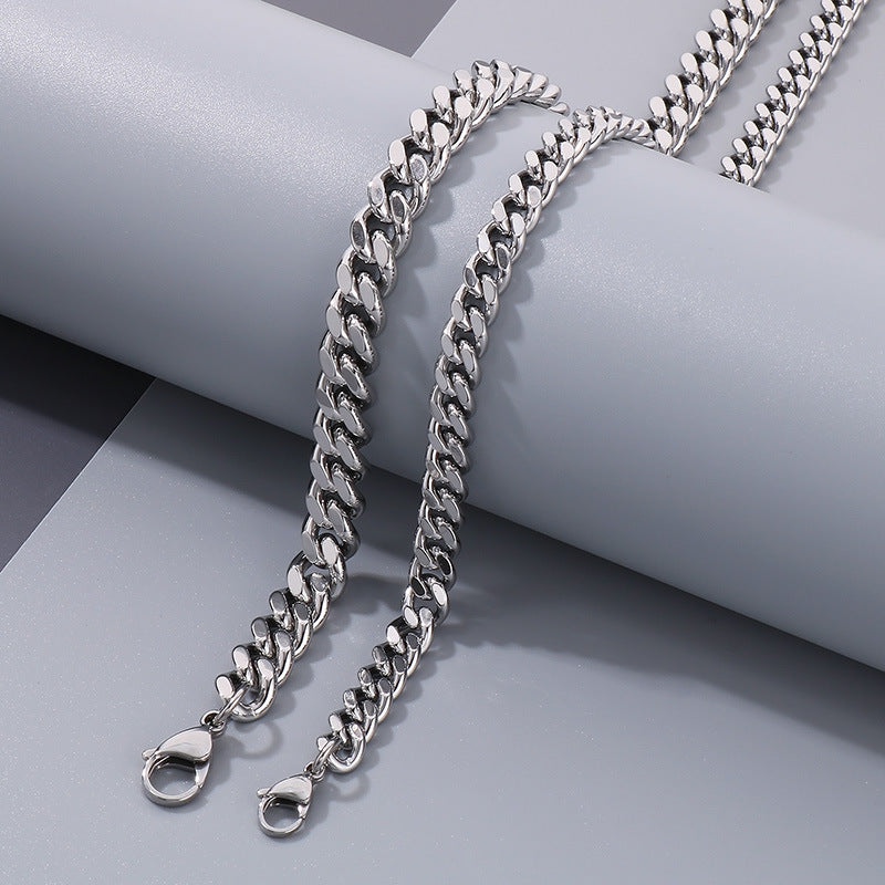 Planderful Men Stainless Steel Oxidized Button Necklace