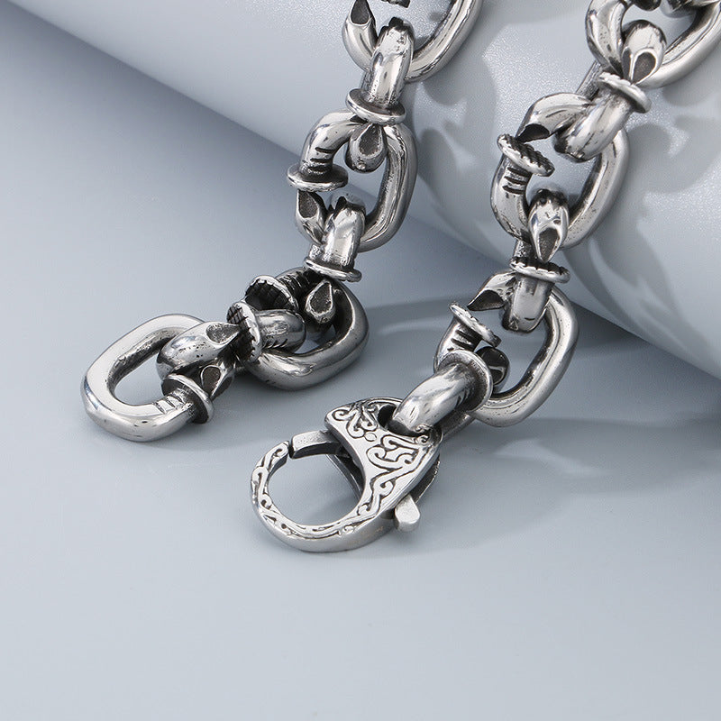 Planderful Domineering Nail Necklace Men Stainless Steel