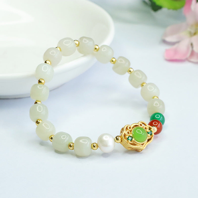 Qingshui Hetian Jade Ruyi Bead Bracelet