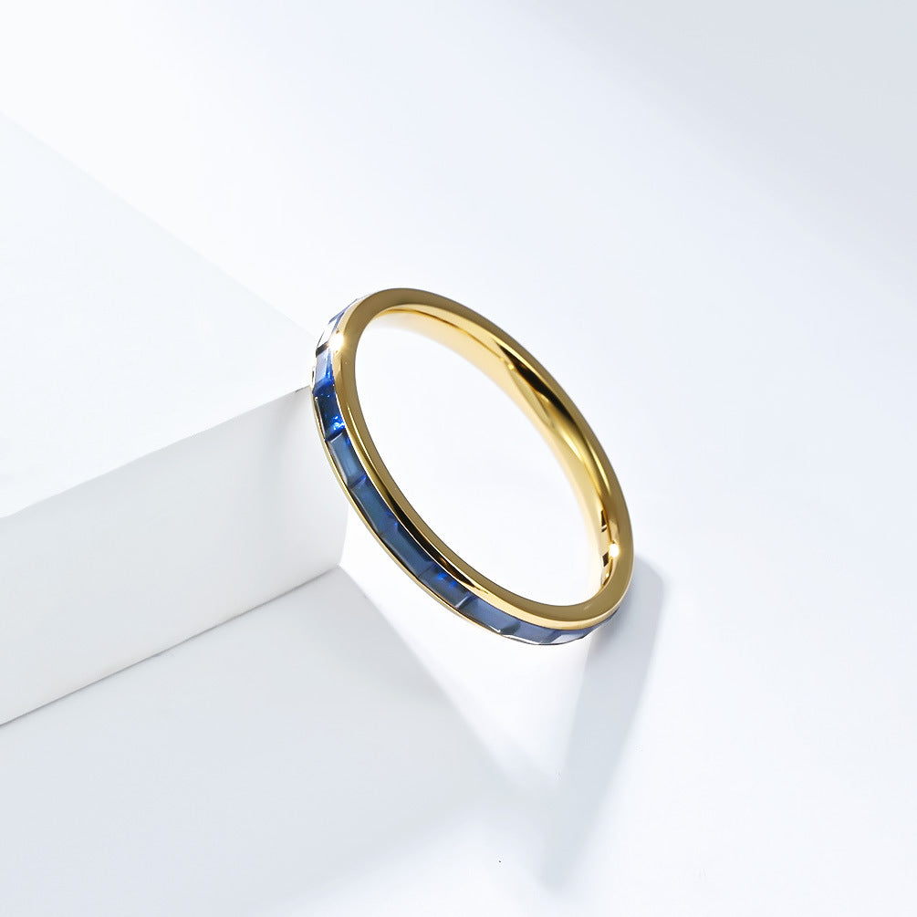 Planderful 2mm Titanium Zircon Ring For Women Everyday Genie Luxury Minimalist Hipster Jewelry