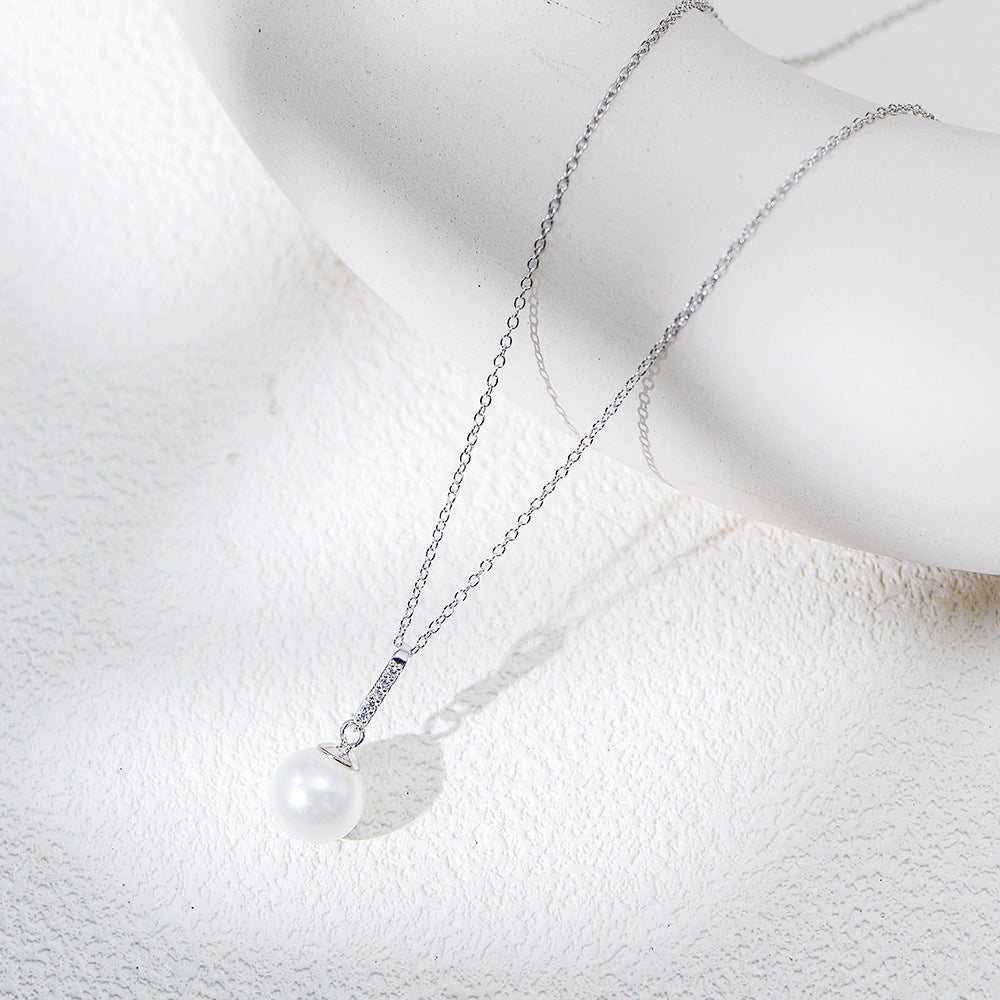 Planderful S925 Sterling Silver Pearl Pendant Necklace With Zircon Light Luxury For Women Fashion Jewelry