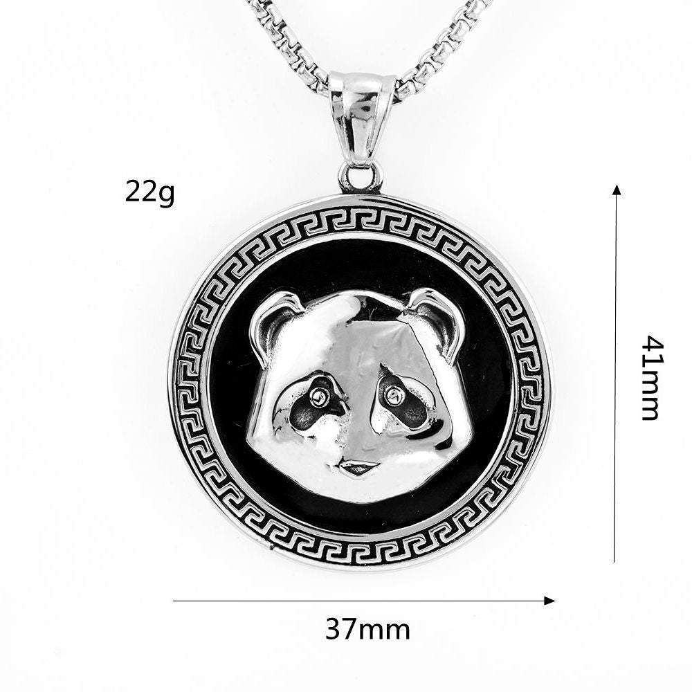 Titanium Steel Panda Pendant Necklace For Men By Planderful Durable Fashion Jewelry With Panda Pattern