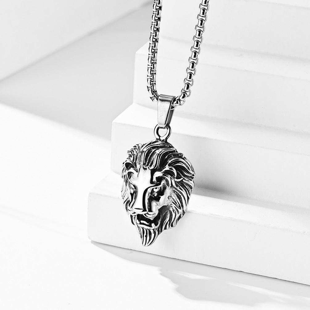 Planderful Lion Head Pendant Stainless Steel Personalized Necklace For Punk Style Fans