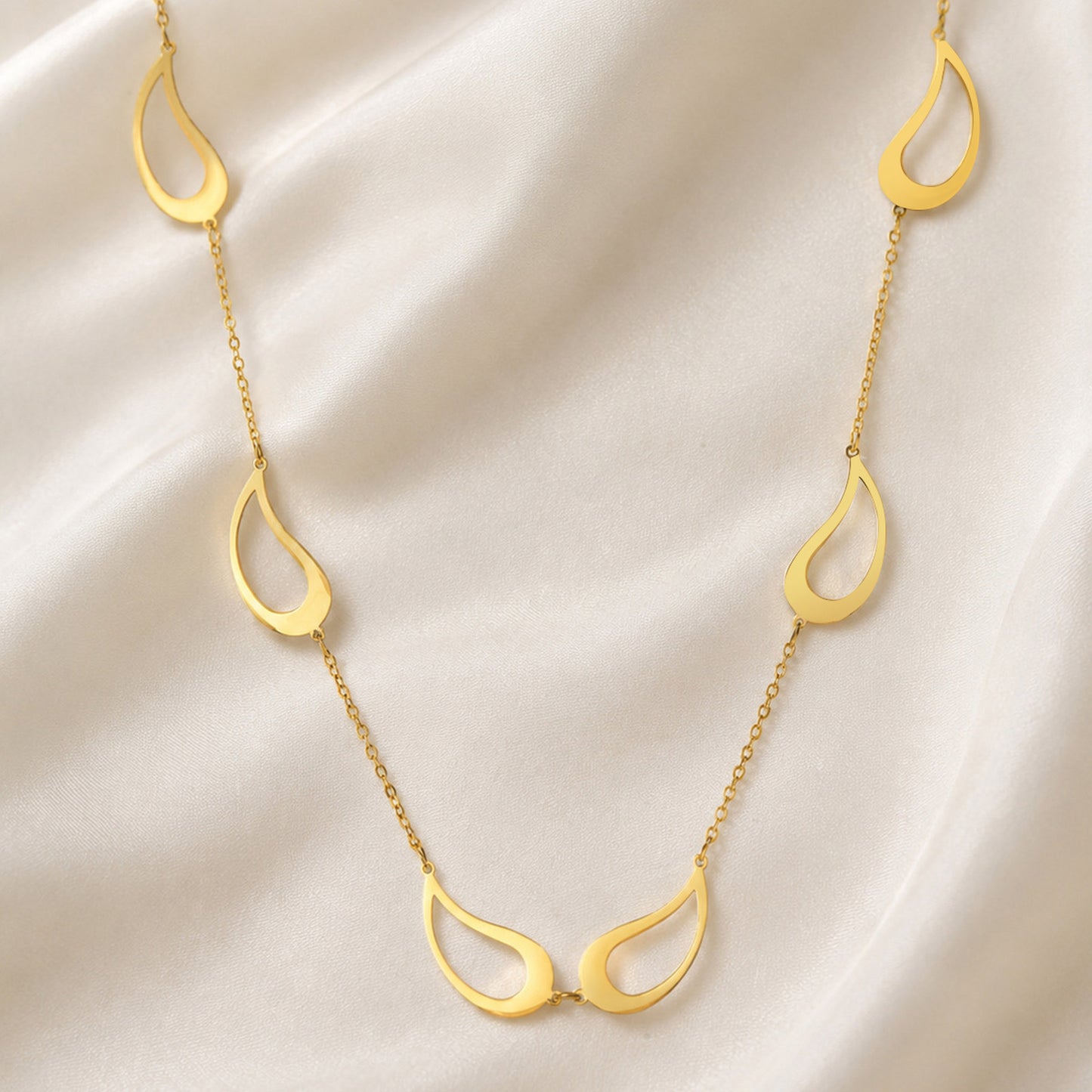 Stainless Steel Women's Style Imitation Pearl Heart Shape Stackable Necklace Gold