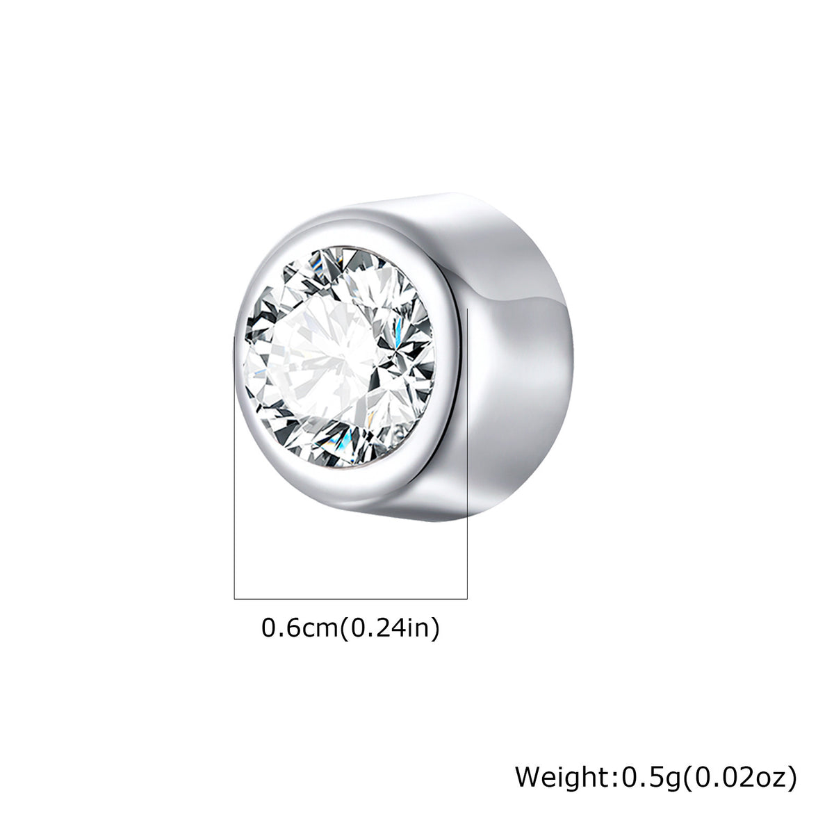 Zircon Stud Earrings — Black or Clear, 4–8 mm