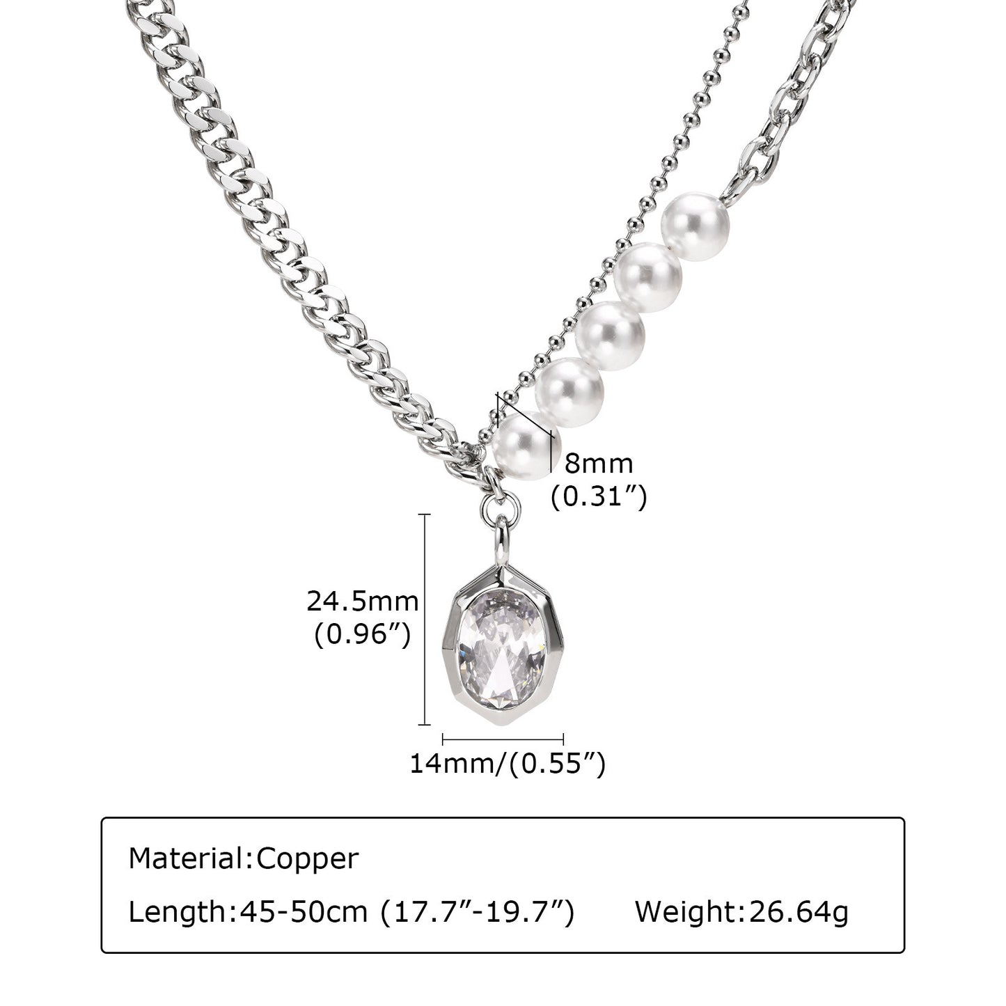 AB Chain Ins Style Fashion Imitation Pearl Zircon Necklace