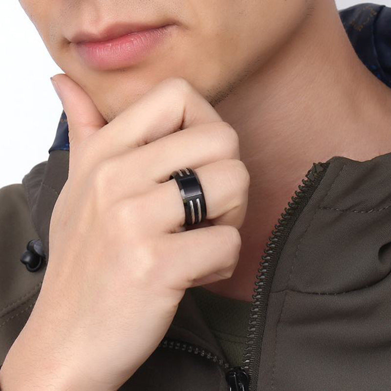 9MM Stainless Steel Compass Ring for Men, Amazon Jewelry