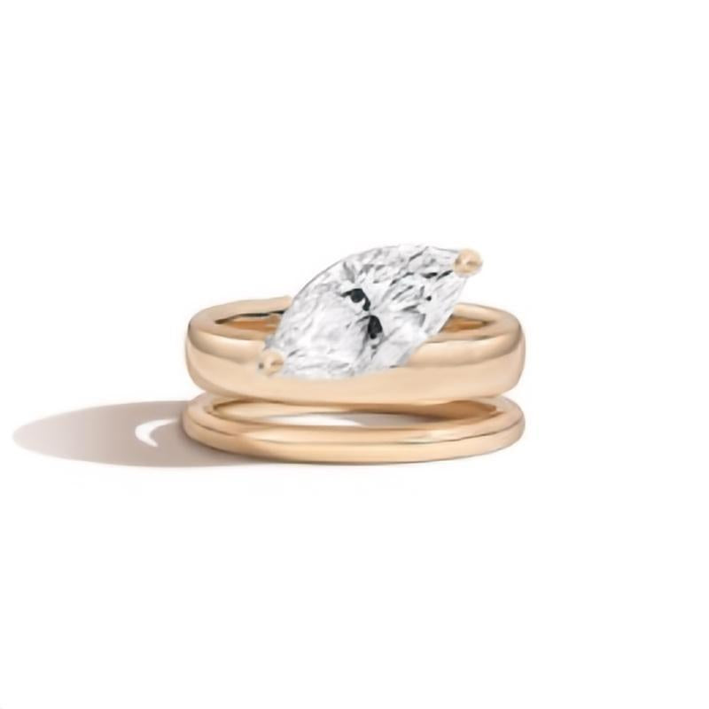 Super Flash-Plated 18k Gold Ring with 2.0-Carat Moissanite