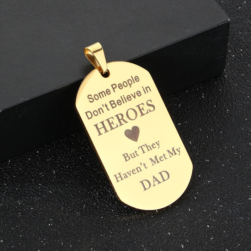 Planderful Personalized Dad Necklace Laser Engraved Gift Men