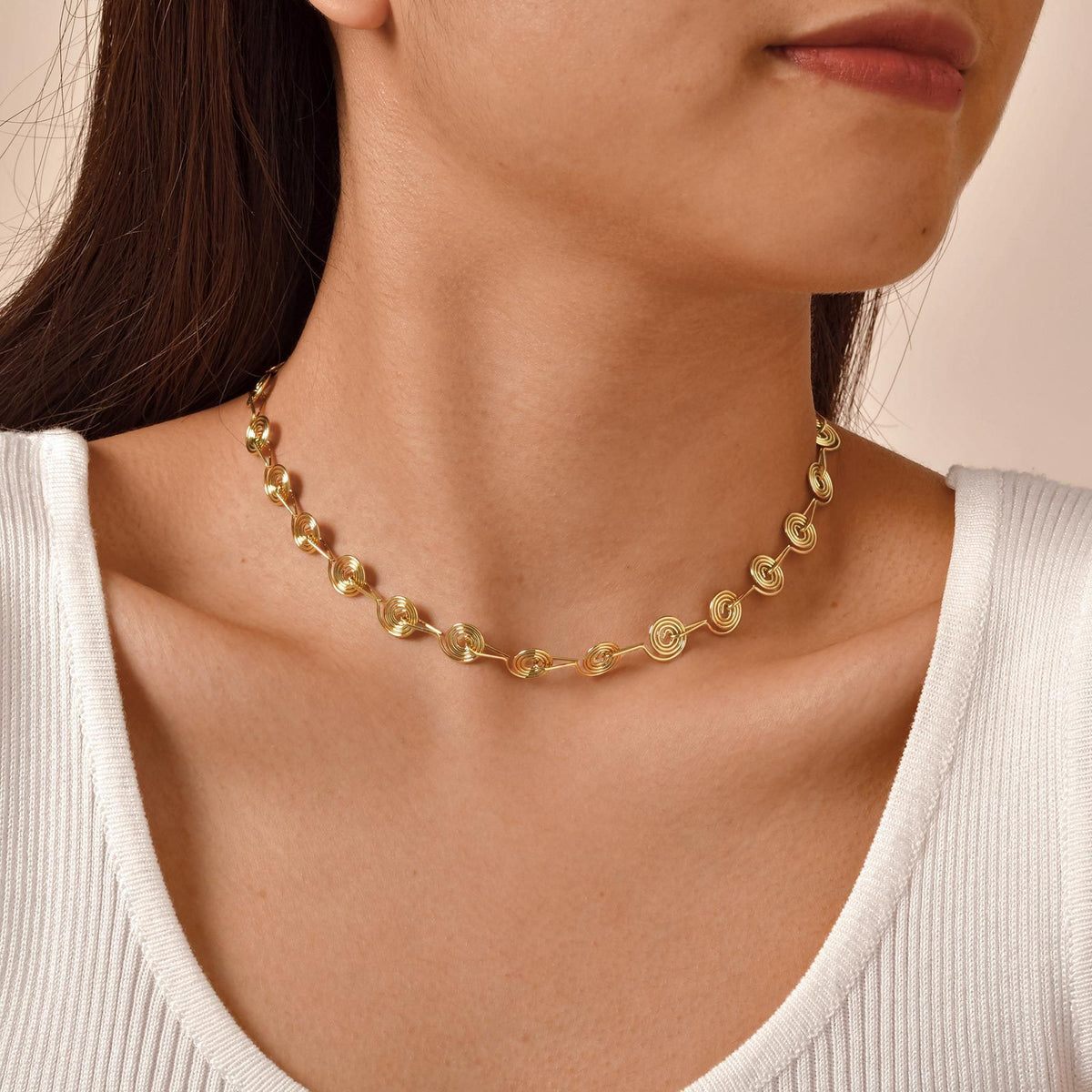 Women's – Stainless Steel Geometric Spiral Bracelet Necklace