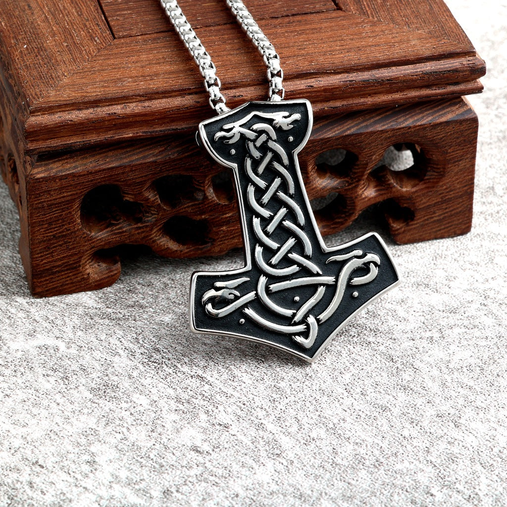 Viking Dragon Stainless Steel Pendant Necklace
