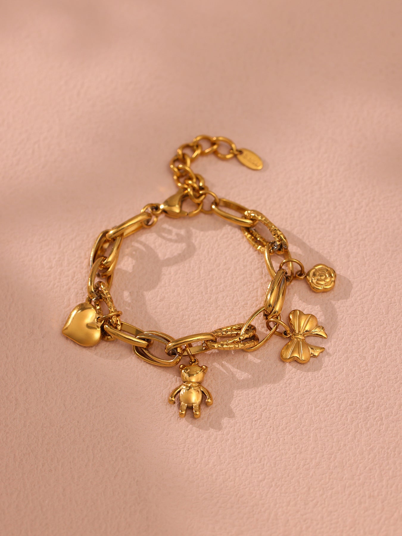 Planderful Bear Bow Gold Plated Stainless Steel Bracelet