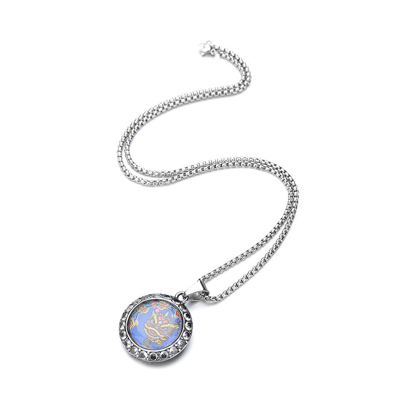 Zircon Necklace - Vintage Ethnic Lion Pendant In Titanium Steel For Everyday Wear