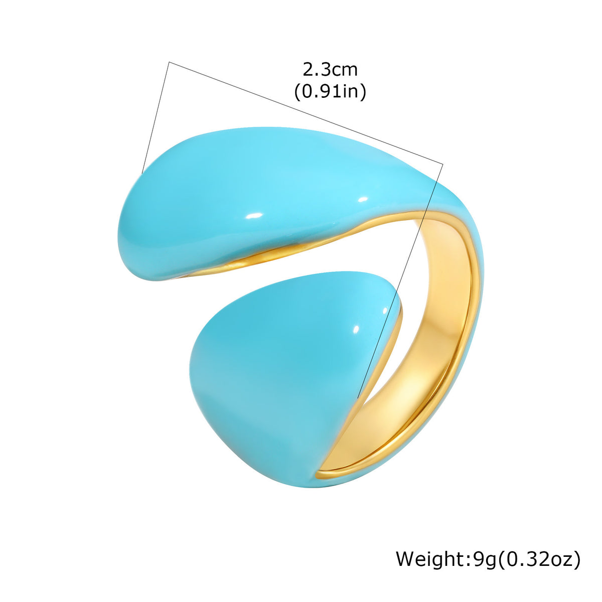Stainless Steel Summer Ocean Wind Drip Oil Ring Irregular Design Curved Drip Light Blue
