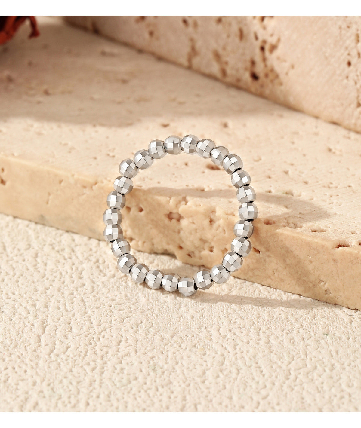 925 Sterling Silver Floral Bead Ring