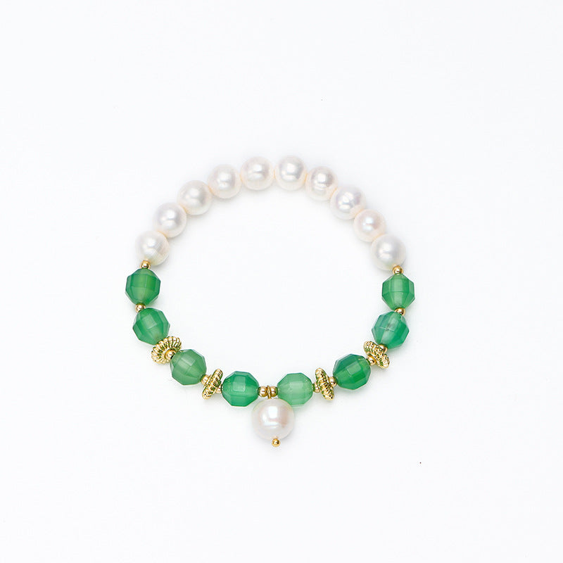 Fortune's Favor Natural Crystal and Pearl Sterling Silver Bracelet