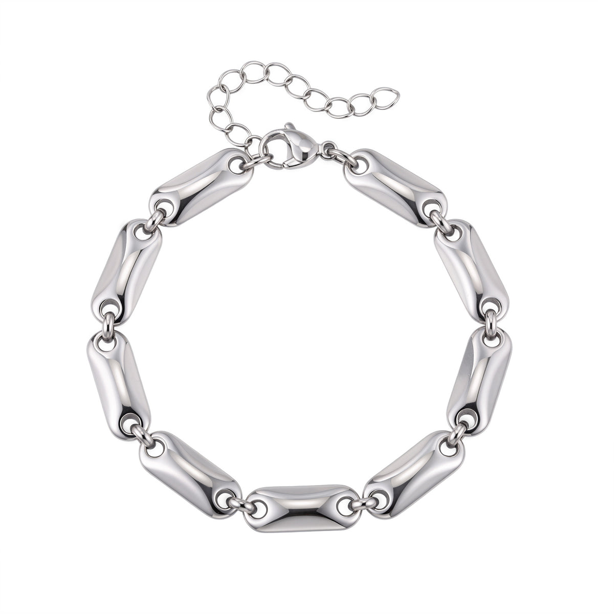 Trendy Hip Hop Oval Stainless Steel Bracelet for Men