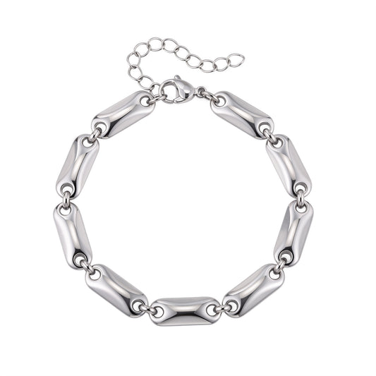 Trendy Hip Hop Oval Stainless Steel Bracelet for Men