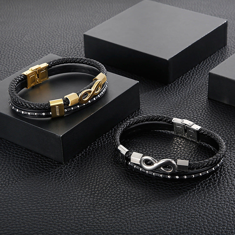 Planderful Mens Leather Bracelet Everyday Genie Weave