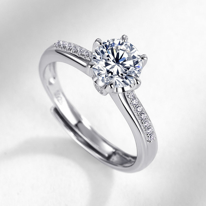 Planderful Classic Moissanite Sterling Silver Ring – 6.5 × 6.5 mm, 1 ct – Style 2