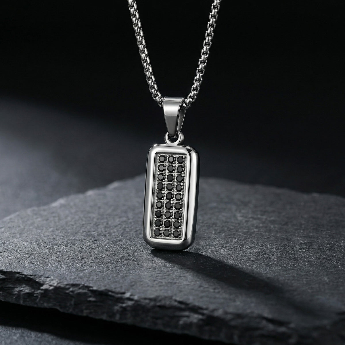 Zircon Geometric Stainless Steel Pendant for Men