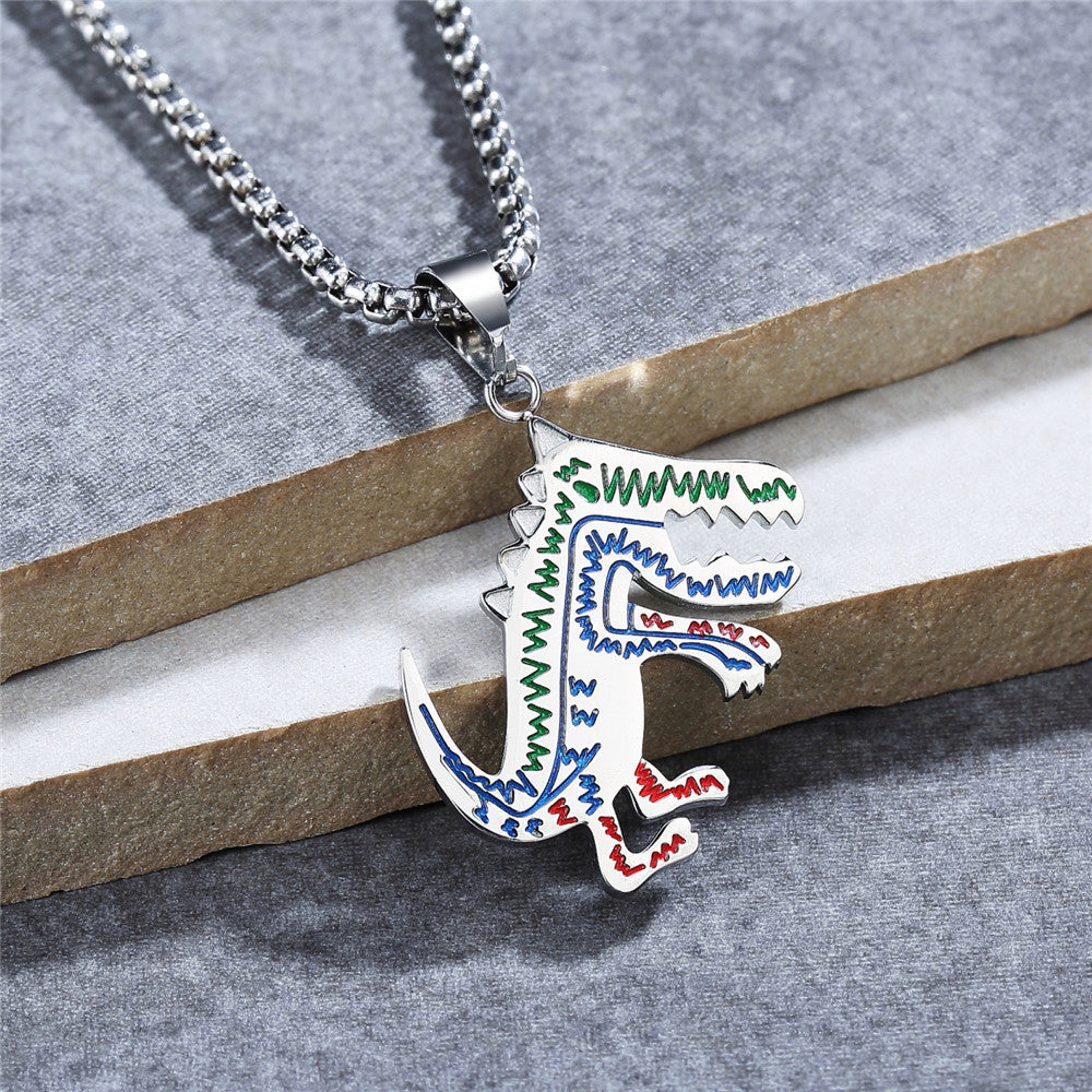 Dinosaur Titanium Steel Pendant For Unisex Wear By Planderful Everyday Genie Protection Statement Minimalist Korean Style