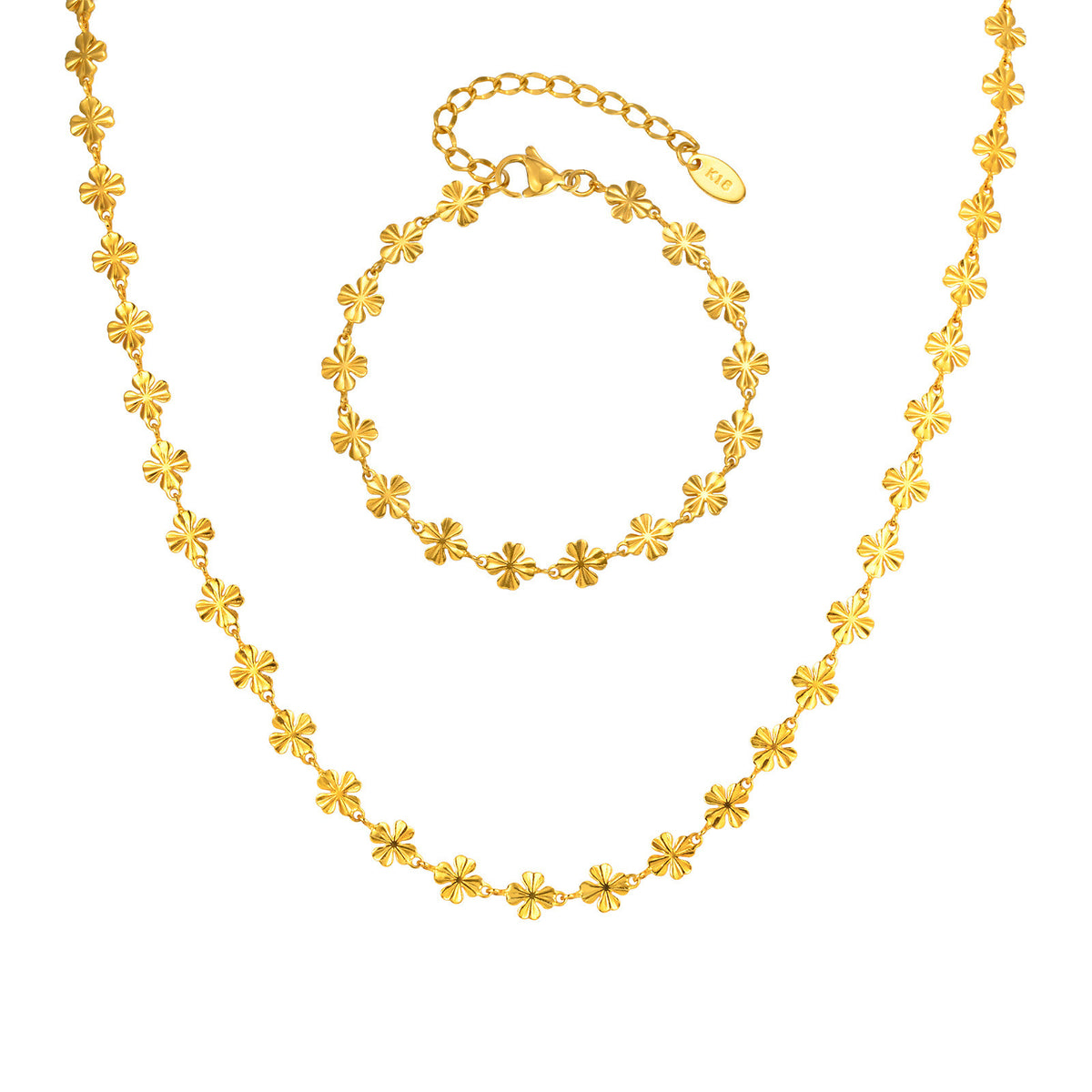 Four-Leaf Clover Gold Temperament Stainless Steel Bracelet Unisex