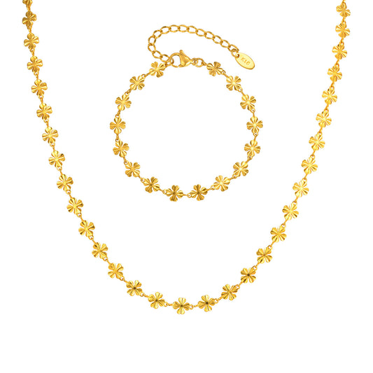 Four-Leaf Clover Gold Temperament Stainless Steel Bracelet Unisex