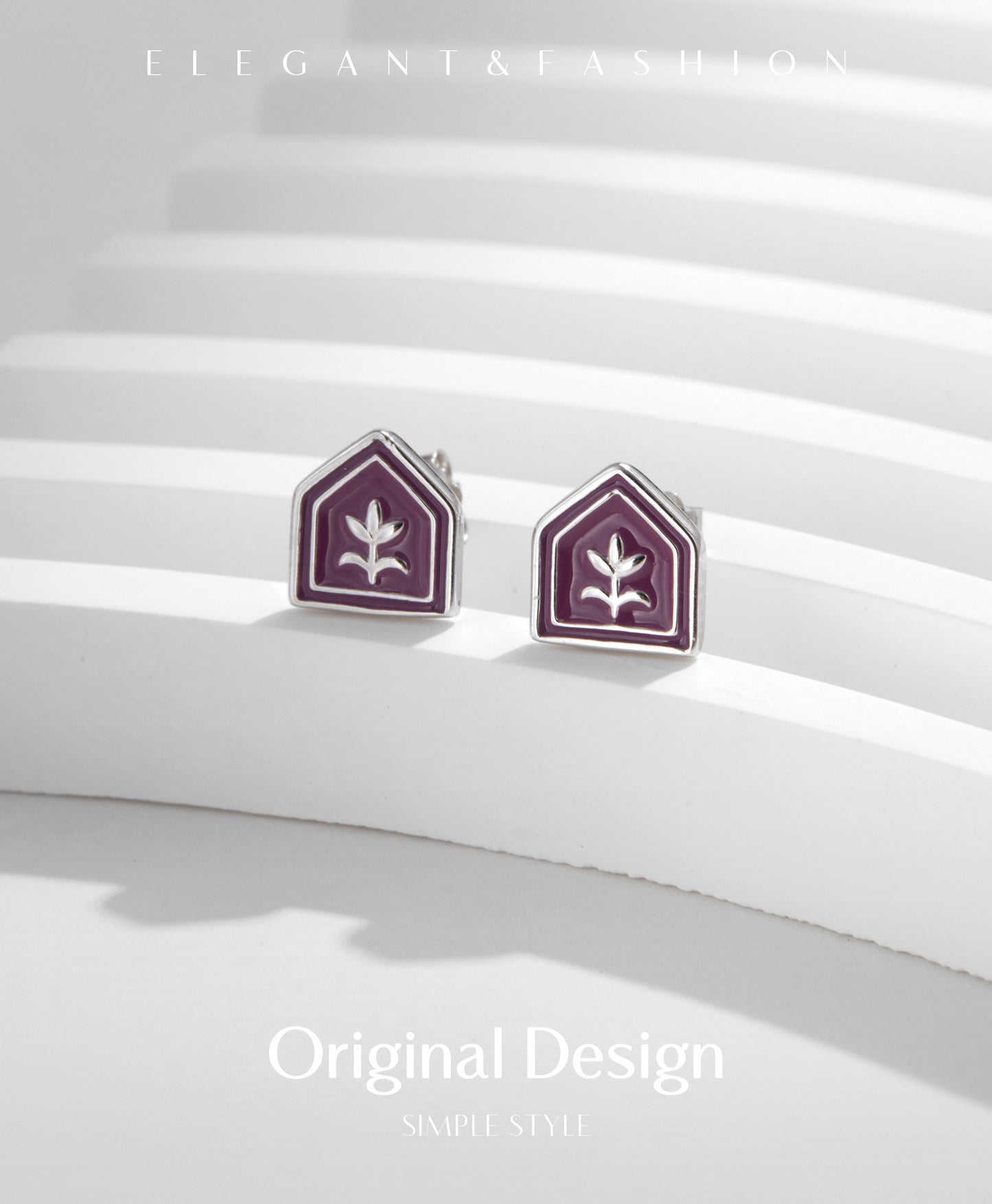 Planderful Everyday Genie Enamel Tulip Flower Stud Earrings – Elegant British Retro Design