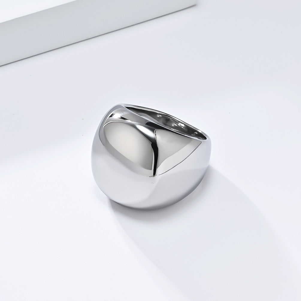 Planderful Gold Plated Titanium Steel Ring For Women European American Style Mirror Finish Exaggerated Design High End