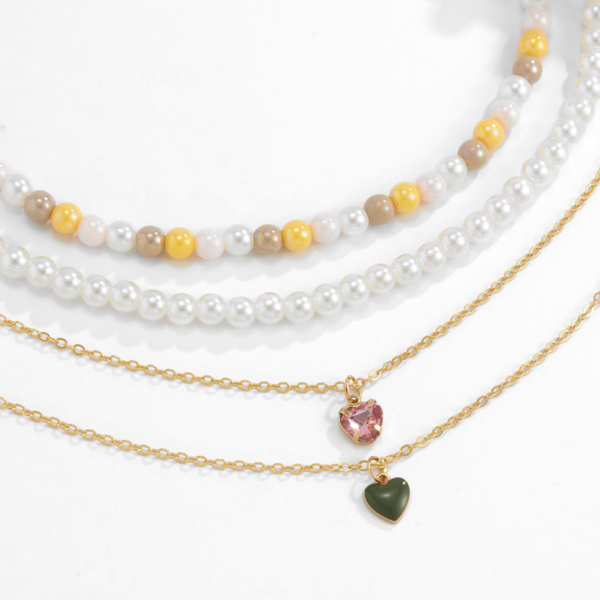 Planderful Imitation Pearl Necklace Multi Layer Vintage Court Style Heart Zircon Women Elegant Statement Vienna Verve